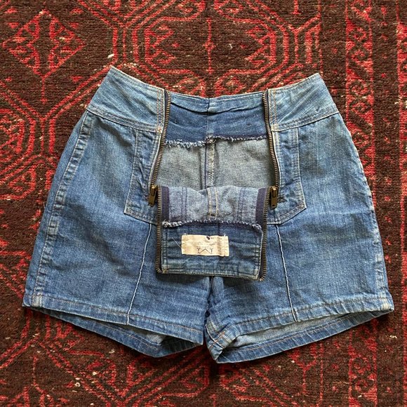 Vintage High Waist Denim Shorts With Zippers - Picture 5 of 6